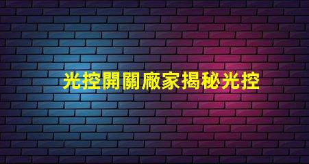 光控開關廠家揭秘光控開關制造商的競爭優勢